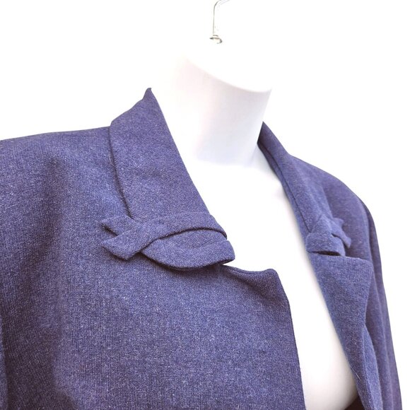 1940s Vintage Bespoke Wool Jacket L/XL Eggplant Purple Tailored Waist - Picture 3 of 13